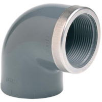 Угол 90гр клеевой ПВХ Pn16 c металлическим кольцом ВР D40x1-1/4"