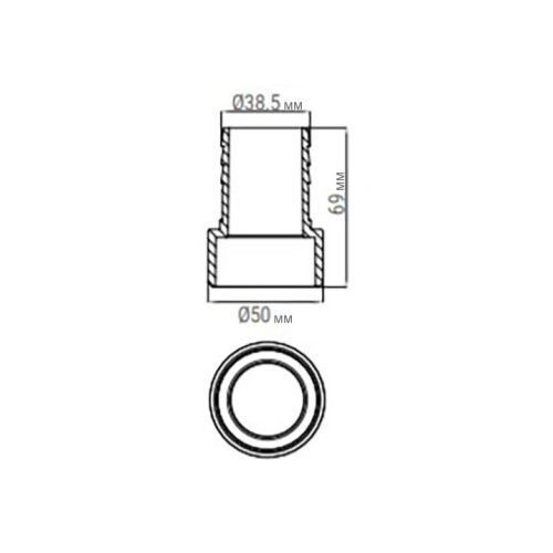 Соединитель шланга клеевой ПВХ D38х50