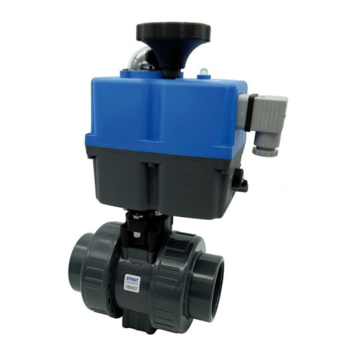 Кран шаровый ПВХ pn16 d32 мм с электроприводом PTFE/EPDM