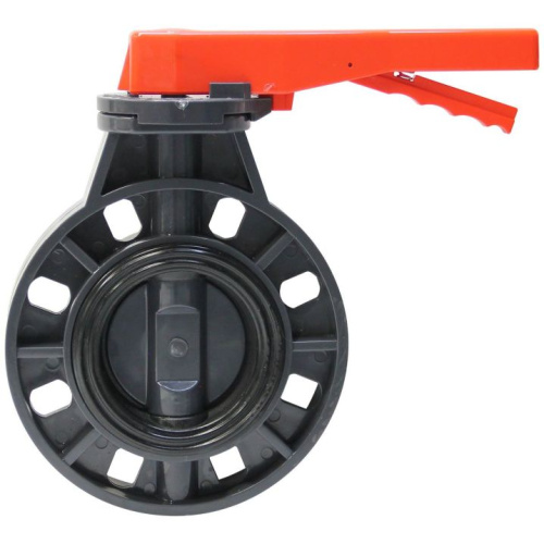 Дисковый затвор ПВХ d160 с ручкой, уплотнение EPDM