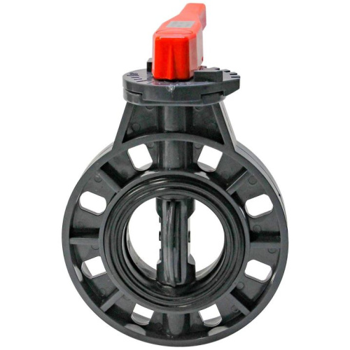 Дисковый затвор ПВХ d160 с ручкой, уплотнение EPDM